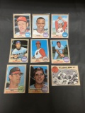 9 Card Lot of 1968 Topps Vintage Baseball Cards from Huge Collection