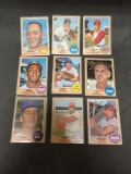 9 Card Lot of 1968 Topps Vintage Baseball Cards from Huge Collection