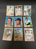 9 Card Lot of 1968 Topps Vintage Baseball Cards from Huge Collection