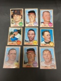 9 Card Lot of 1968 Topps Vintage Baseball Cards from Huge Collection