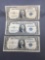 3 Count Lot of 1935 United States Washington $1 Silver Certificates Bill Currency Notes from Estate