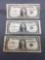 3 Count Lot of 1935 United States Washington $1 Silver Certificates Bill Currency Notes from Estate