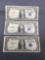 3 Count Lot of 1935 United States Washington $1 Silver Certificates Bill Currency Notes from Estate