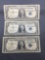 3 Count Lot of 1957 United States Washington $1 Silver Certificates Bill Currency Notes from Estate