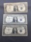 3 Count Lot of 1957 United States Washington $1 Silver Certificates Bill Currency Notes from Estate