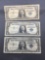 3 Count Lot of 1957 United States Washington $1 Silver Certificates Bill Currency Notes from Estate