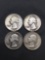 4 Count Lot of United States Washington Silver Quarters -90% Silver Coins from Estate Collection