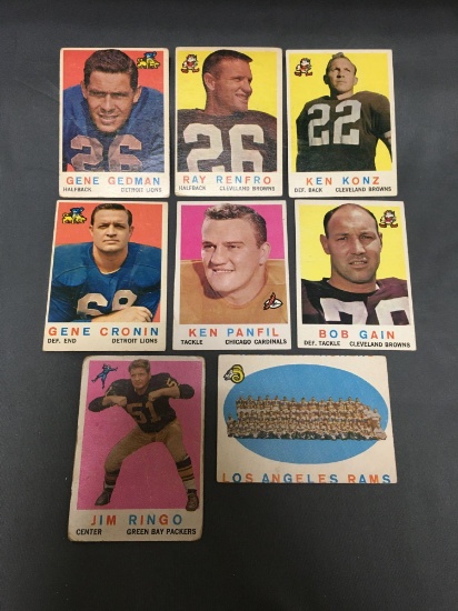 9 Card Lot of 1959 Topps Vintage Football Cards from Huge Estate Collection