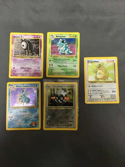 5 Card Lot of Vintage Pokemon Holofoil Rare Pokemon Cards from Huge Collection