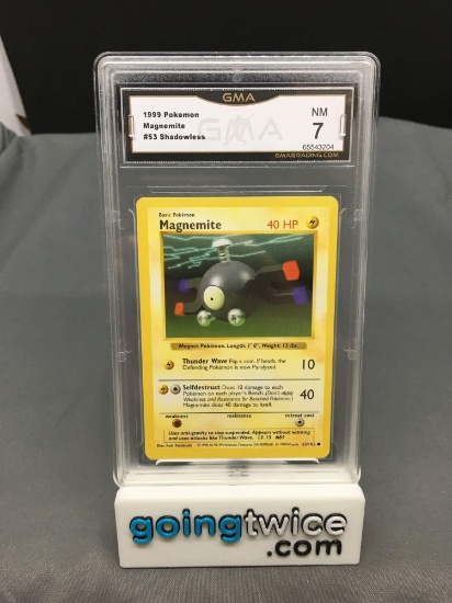 GMA Graded 1999 Pokemon Base Set Shadowless #53 MAGNEMITE Trading Card - NM 7