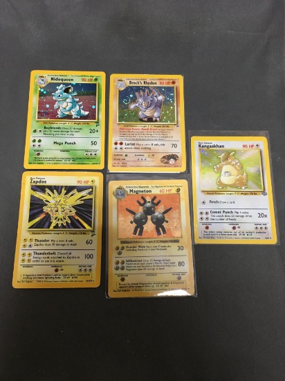5 Card Lot of Vintage Pokemon Holofoil Rare Pokemon Cards from Huge Collection
