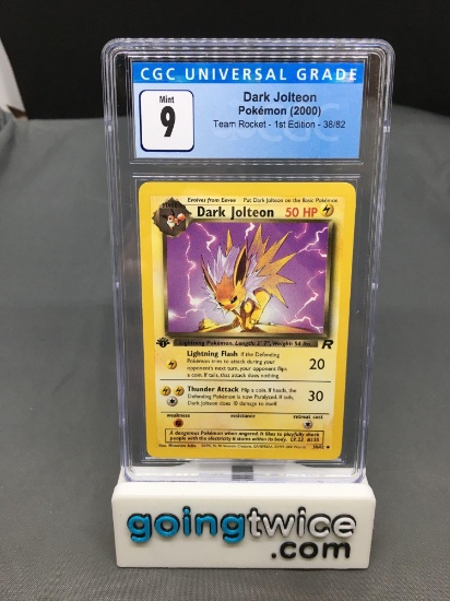 CGC MINT 9 - Team Rocket 1st Edition Pokemon Trading Card - Dark Jolteon #38