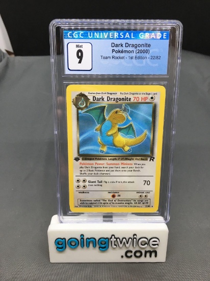 CGC MINT 9 - Team Rocket 1st Edition Pokemon Trading Card - Dark Dragonite #22