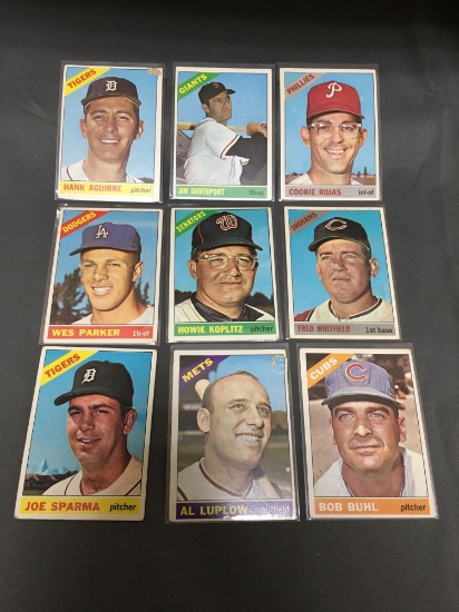 9 Card Lot of 1966 Topps Vintage Baseball Cards from Huge Collection