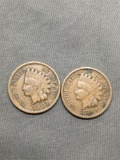 2 Count Lot of United States Indian Head Penny Cent Coins from Estate - 1901 & 1897