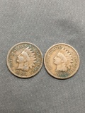 2 Count Lot of United States Indian Head Penny Cent Coins from Estate - 1905 & 1906