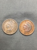 2 Count Lot of United States Indian Head Penny Cent Coins from Estate - 1897 & 1902