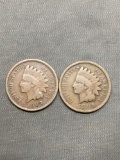 2 Count Lot of United States Indian Head Penny Cent Coins from Estate - 1896 & 1907