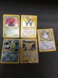 5 Card Lot of Vintage Pokemon Holofoil Rare Pokemon Cards from Huge Collection