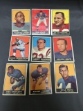 9 Card Lot of 1961 Topps Vintage Football Cards with Stars and Hall of Famers from Estate Collection