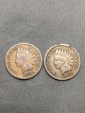 2 Count Lot of United States Indian Head Penny Cent Coins from Estate - 1889 & 1899