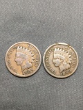 2 Count Lot of United States Indian Head Penny Cent Coins from Estate - 1889 & 1899