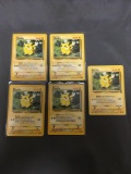 5 Card Lot of Vintage Pokemon Jungle #60 PIKACHU Trading Card from Nice Collection