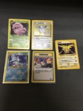 5 Card Lot of Vintage Pokemon Holofoil Rare Pokemon Cards from Huge Collection