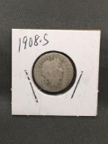 1908-S United States BARBER Silver Dime - 90% Silver Coin from Estate Collection