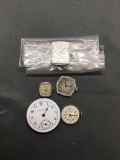 Lot of Five Various Designer, Size & Style Loose Watch Faces, No Housing or Bracelets