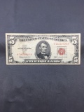 1963 United States Lincoln $5 Red Seal Bill Currency Note