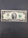 1976 United States Jefferson $2 Green Seal Bill Currency Note