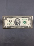 1976 United States Jefferson $2 Green Seal Bill Currency Note