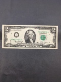 1976 United States Jefferson $2 Green Seal Bill Currency Note