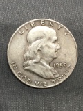 1959-D United States Franklin Silver Half Dollar - 90% Silver Coin from Estate Hoard