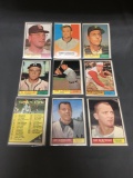 9 Card Lot of 1961 Topps Vintage Baseball Cards from Estate Collection