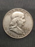 1958-D United States Franklin Silver Half Dollar - 90% Silver Coin from Estate Hoard