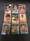 9 Card Lot of 1963 Topps Vintage Baseball Cards from Huge Collection