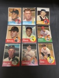 9 Card Lot of 1963 Topps Vintage Baseball Cards from Huge Collection