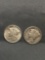2 Count Lot of United States Mercury Silver Dimes - 90% Silver Coins from Estate