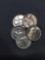 5 Count Lot of United States Washington Silver Quarters - 90% Silver Coins from Estate