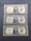 3 Count Lot of 1935 United States Washington $1 Silver Certificates - Bill Currency Notes