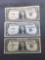 3 Count Lot of 1957 United States Washington $1 Silver Certificates - Bill Currency Notes