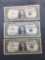 3 Count Lot of 1957 United States Washington $1 Silver Certificates - Bill Currency Notes