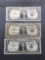 3 Count Lot of 1957 United States Washington $1 Silver Certificates - Bill Currency Notes