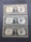 3 Count Lot of 1957 United States Washington $1 Silver Certificates - Bill Currency Notes