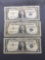 3 Count Lot of 1957 United States Washington $1 Silver Certificates - Bill Currency Notes