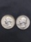 2 Count Lot of United States Washington Silver Quarters - 90% Silver Coins from Estate
