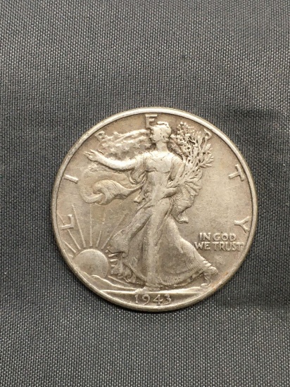 1943 United States Walking Lberty Silver Half Dollar - 90% Silver Coin from Estate