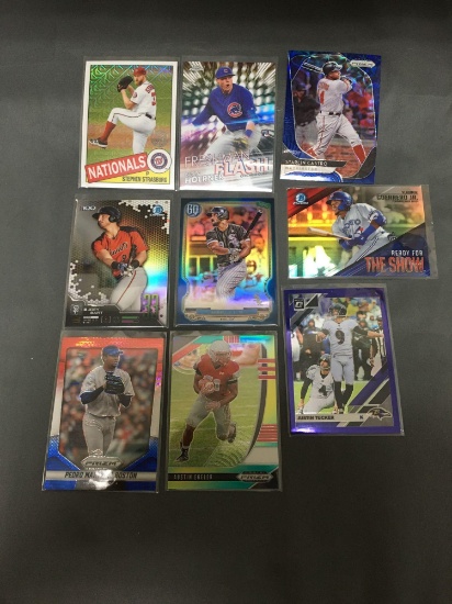 9 Card Lot of REFRACTOR & PRIZM Sports Cards with Rookies Stars and More!